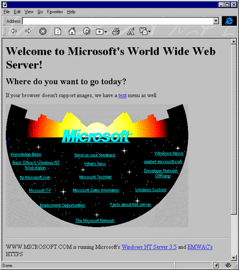 El portal de Microsoft, hace mucho, mucho tiempo