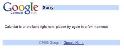 Mensaje de error de Google Calendar
