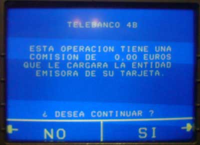 Telebanco 4B. Esta operación tiene una comisión de 0,00 euros