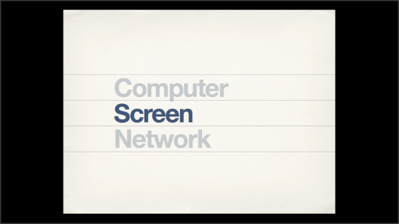 Se ven tres palabras: ordenador, pantalla, red. Ordenador y pantalla aparecen en un color difuminado